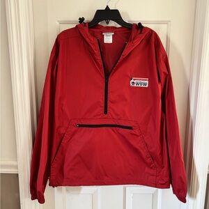 Unisex Adults Walt Disney World Long Sleeved Red Rain Coat Windbreaker Sz L
